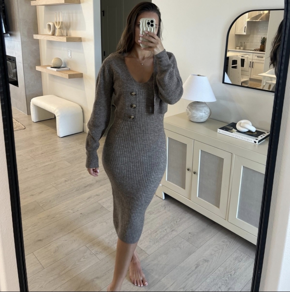 Cardigan And Sweater Dress Set